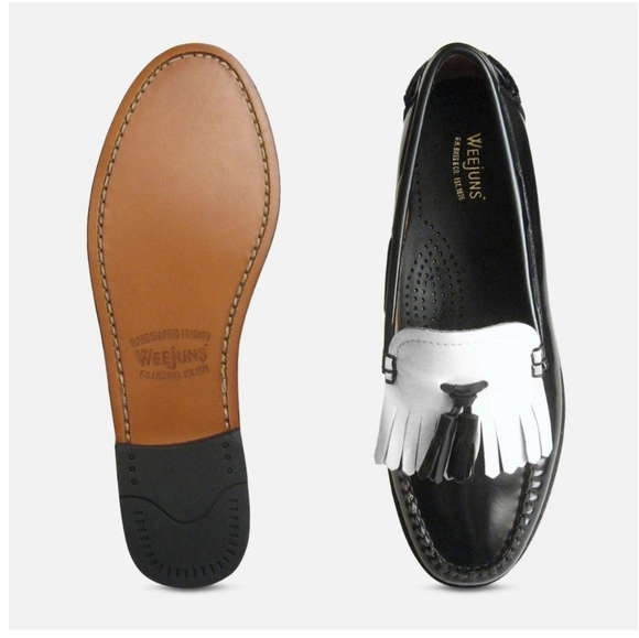 G.H. Bass & Co. Bass Weejuns Black & White Fringe Loafers Size 5 NWT - Picture 7 of 12